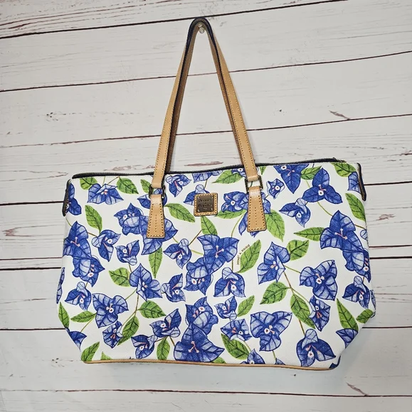 Dooney & Bourke Blue Bougainvillea Floral Handbag - Picture 1 of 15